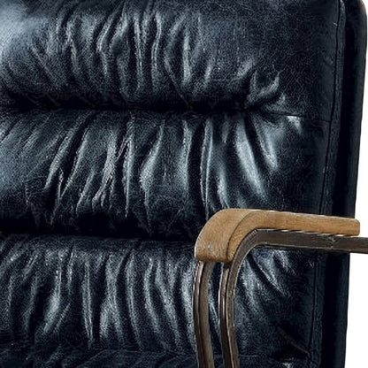 Top Grain Leather Swivel Mid-Back Office Chair, Vintage Blue Top Grain Leather