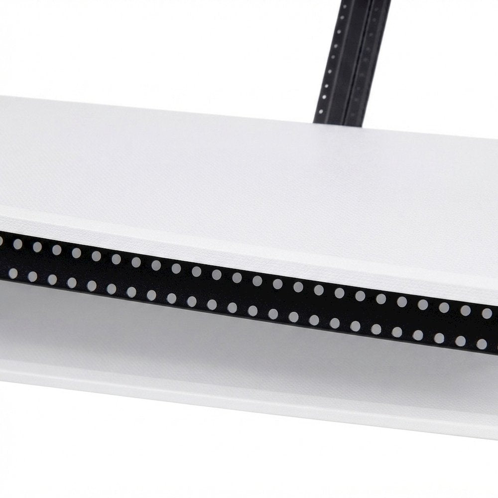 Industrial Metal and MDF Music Recording Studio Desk with Shelf, White & Black
