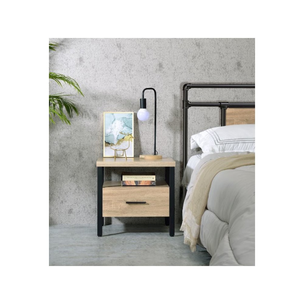 Yawan Accent Table Oak & Black