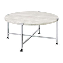 Coffee Table White Oak Chrome Metal Tube Paper Veneer Wood Surface