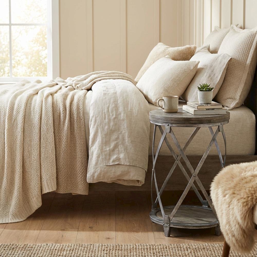 White and Light Purple Nightstand with Shabby Chic Style and Spacious Design