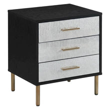Black Modern Nightstand with Metallic Finishes and Sleek Design