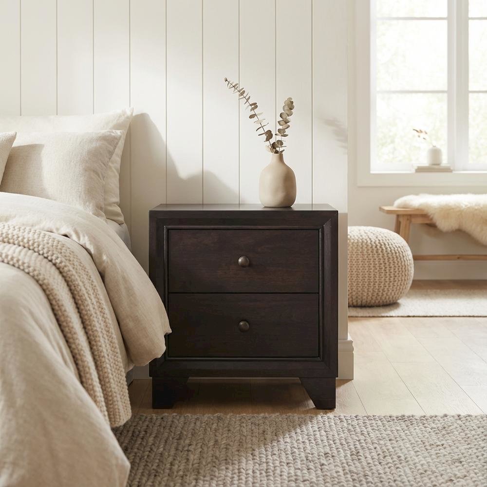 Transitional Espresso Nightstand with Sleek Finish and Functional Design