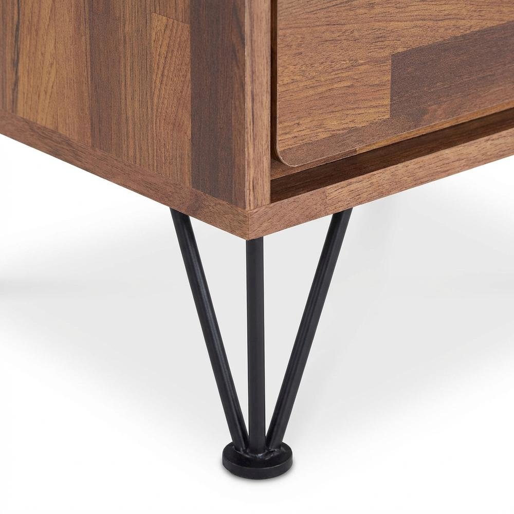 Walnut Night Table with Contemporary Design for Bedroom Storage