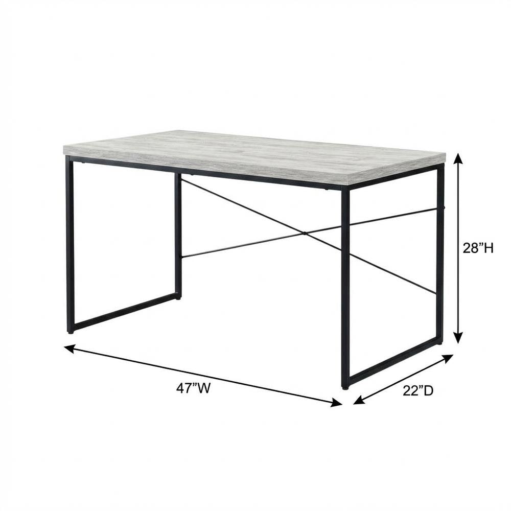 Industrial Style Office Desk With Antique White And Black Finish