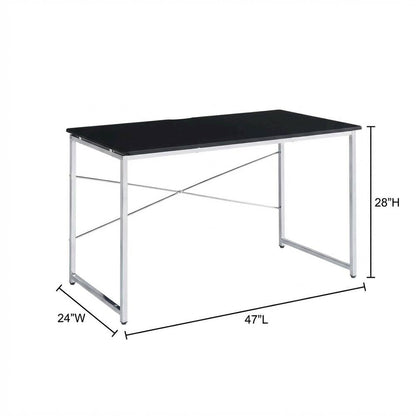 Black And Chrome Office Writing Desk With Spacious Work Surface