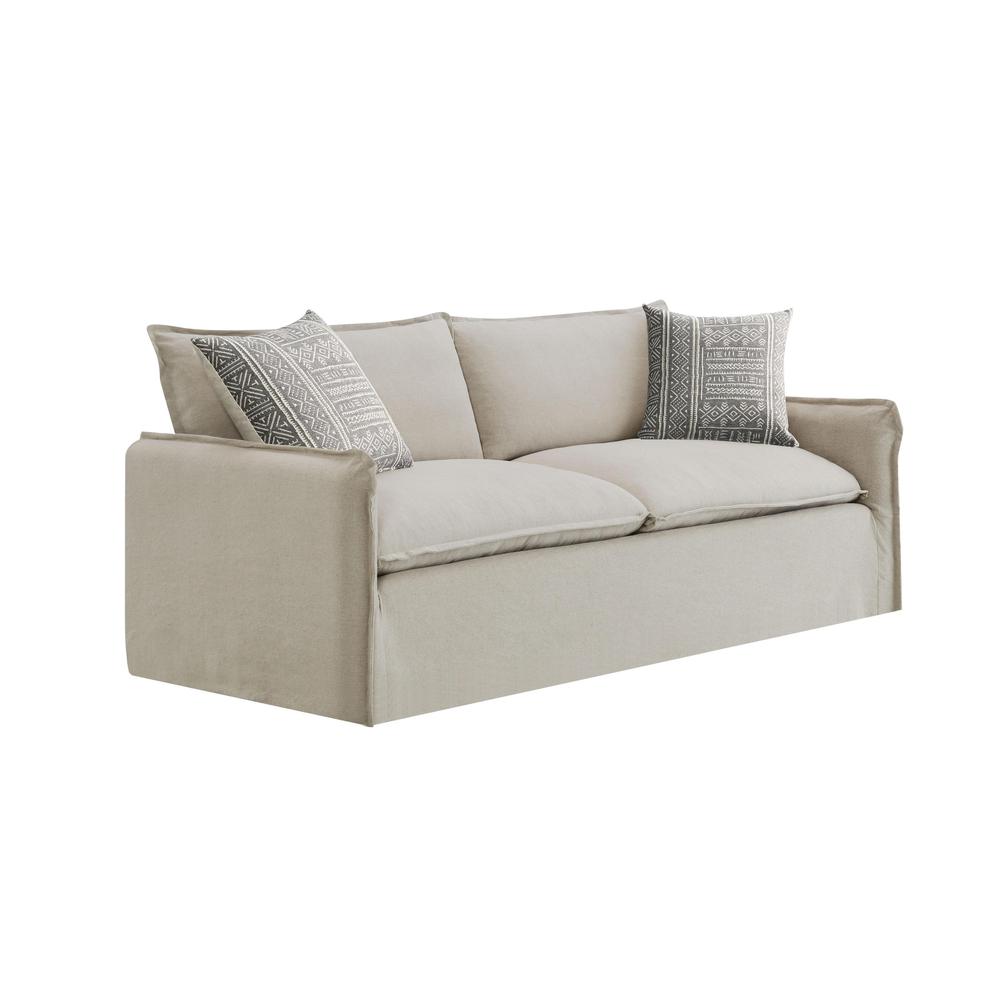 Upendo Sofa w/2 Pillows Beige Linen