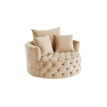 Zunyas Accent Chair w/Swivel Beige Velvet