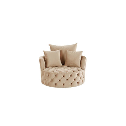 Zunyas Accent Chair w/Swivel Beige Velvet