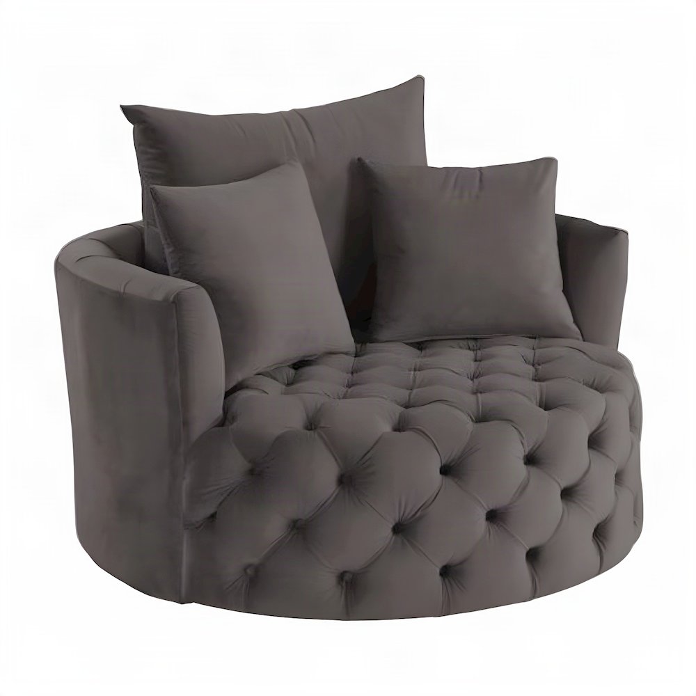 Velvet Swivel Accent Chair, Upholstered Comfy Living Room Armchair, Gray Velvet