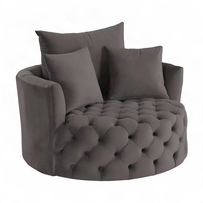 Velvet Swivel Accent Chair, Upholstered Comfy Living Room Armchair, Gray Velvet