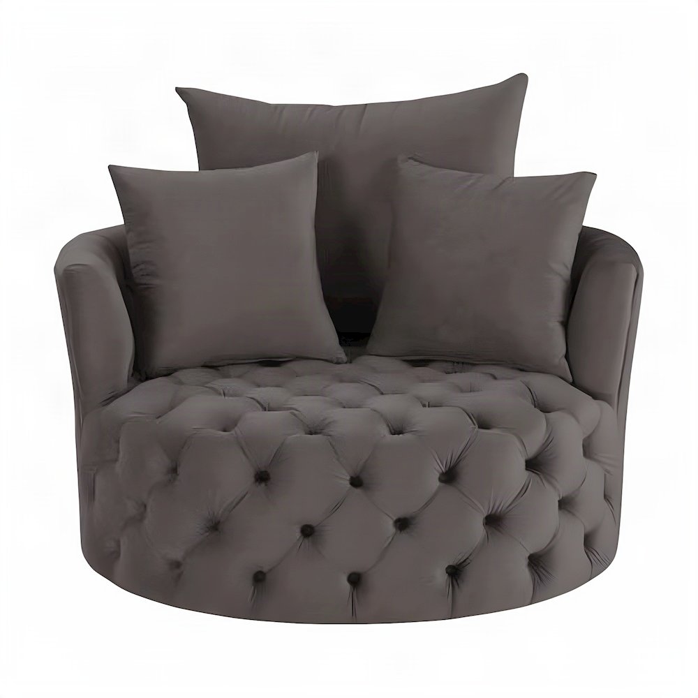 Velvet Swivel Accent Chair, Upholstered Comfy Living Room Armchair, Gray Velvet