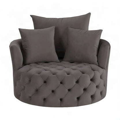 Velvet Swivel Accent Chair, Upholstered Comfy Living Room Armchair, Gray Velvet