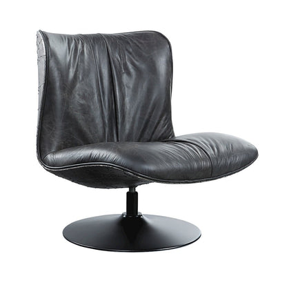 Piotr Accent Chair w/Swivel Black Top Grain Leather
