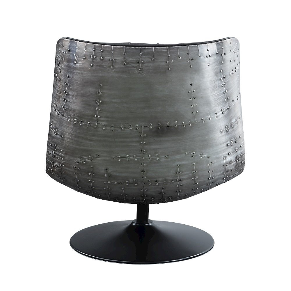 Piotr Accent Chair w/Swivel Black Top Grain Leather