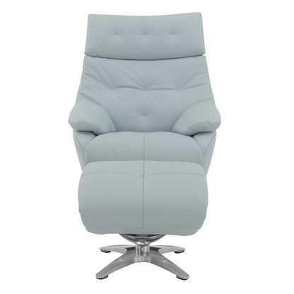 Janella Accent Chair w/Swivel & Ottoman Babyblue Top Grain Leather
