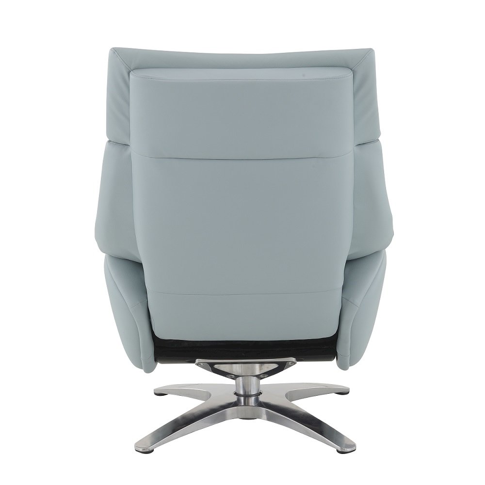 Janella Accent Chair w/Swivel & Ottoman Babyblue Top Grain Leather