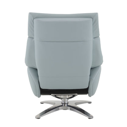 Janella Accent Chair w/Swivel & Ottoman Babyblue Top Grain Leather