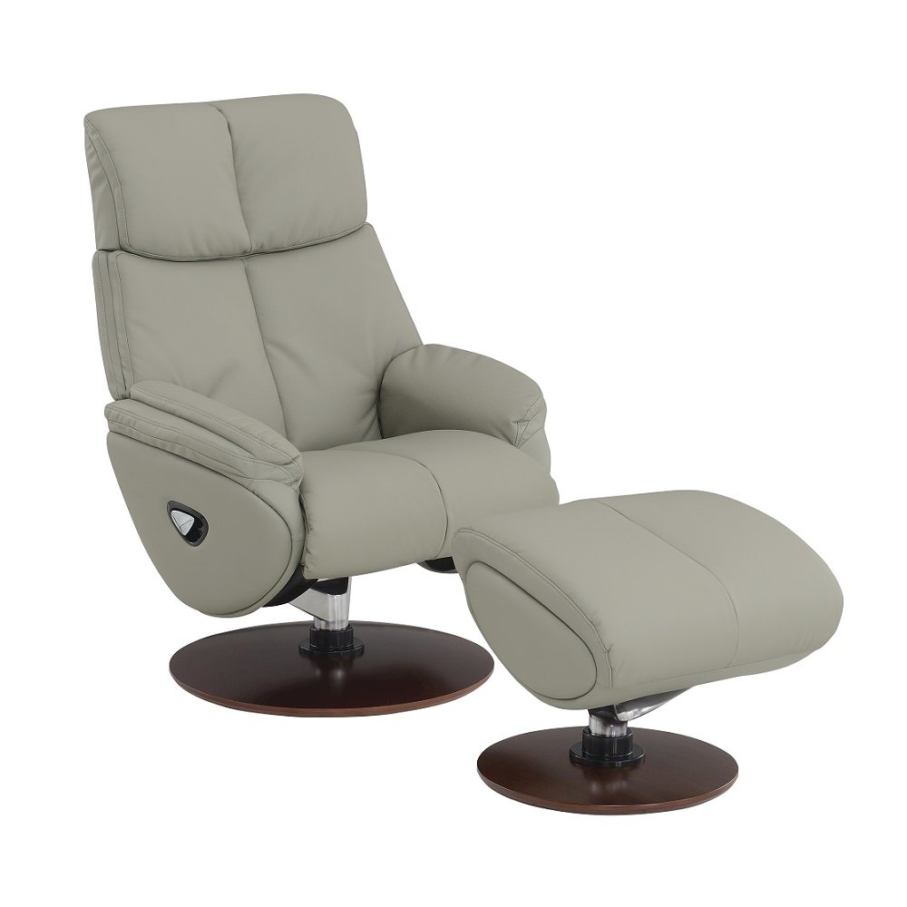 Kandoro Accent Chair w/Swivel & Ottoman Gray Top Grain Leather Leather & Brown B