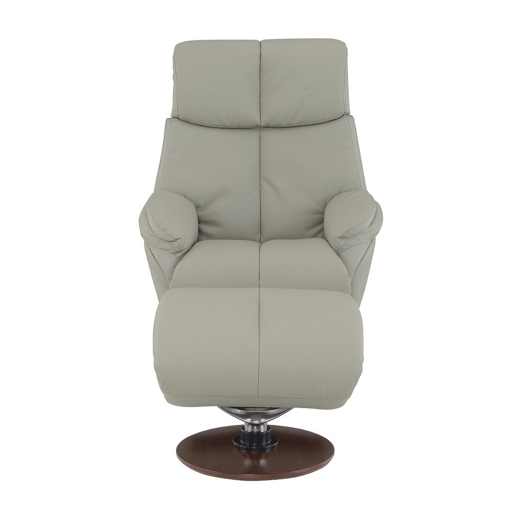Kandoro Accent Chair w/Swivel & Ottoman Gray Top Grain Leather Leather & Brown B