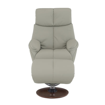 Kandoro Accent Chair w/Swivel & Ottoman Gray Top Grain Leather Leather & Brown B