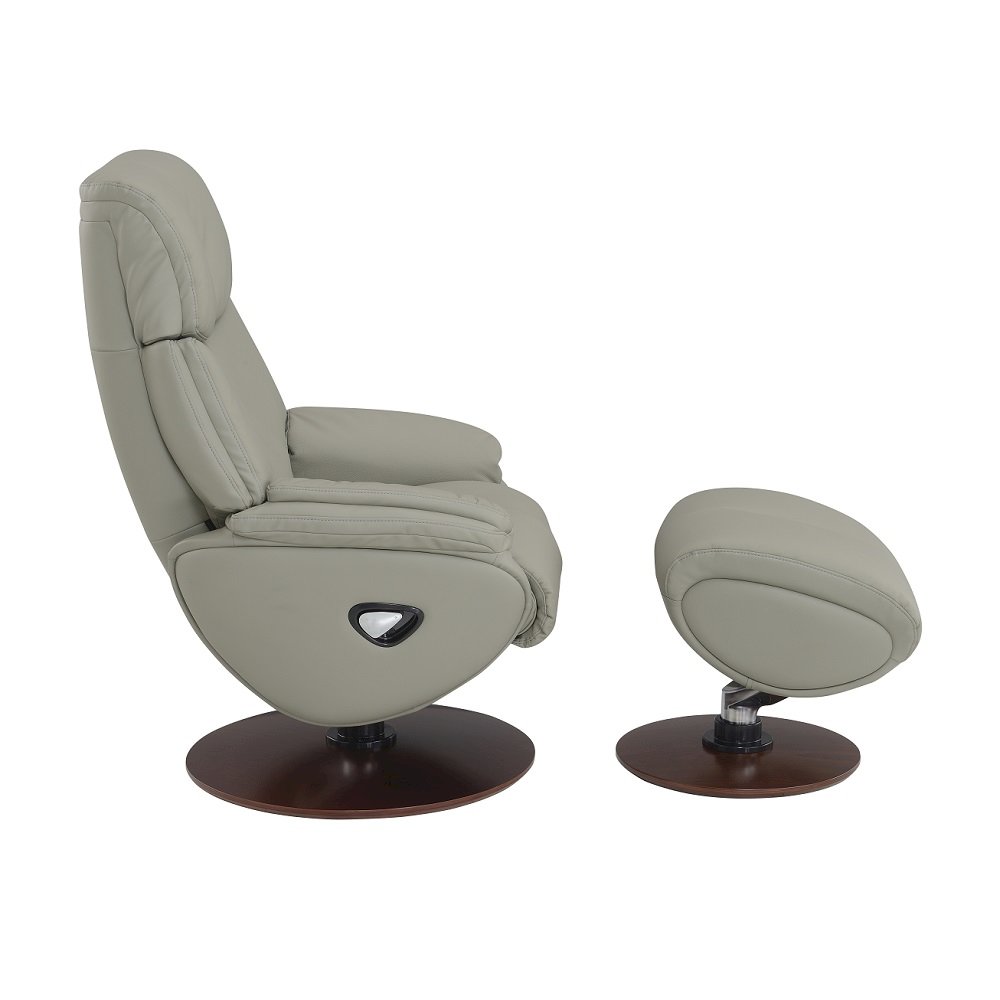 Kandoro Accent Chair w/Swivel & Ottoman Gray Top Grain Leather Leather & Brown B