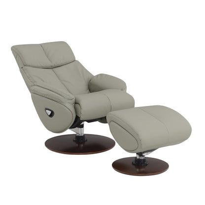 Kandoro Accent Chair w/Swivel & Ottoman Gray Top Grain Leather Leather & Brown B