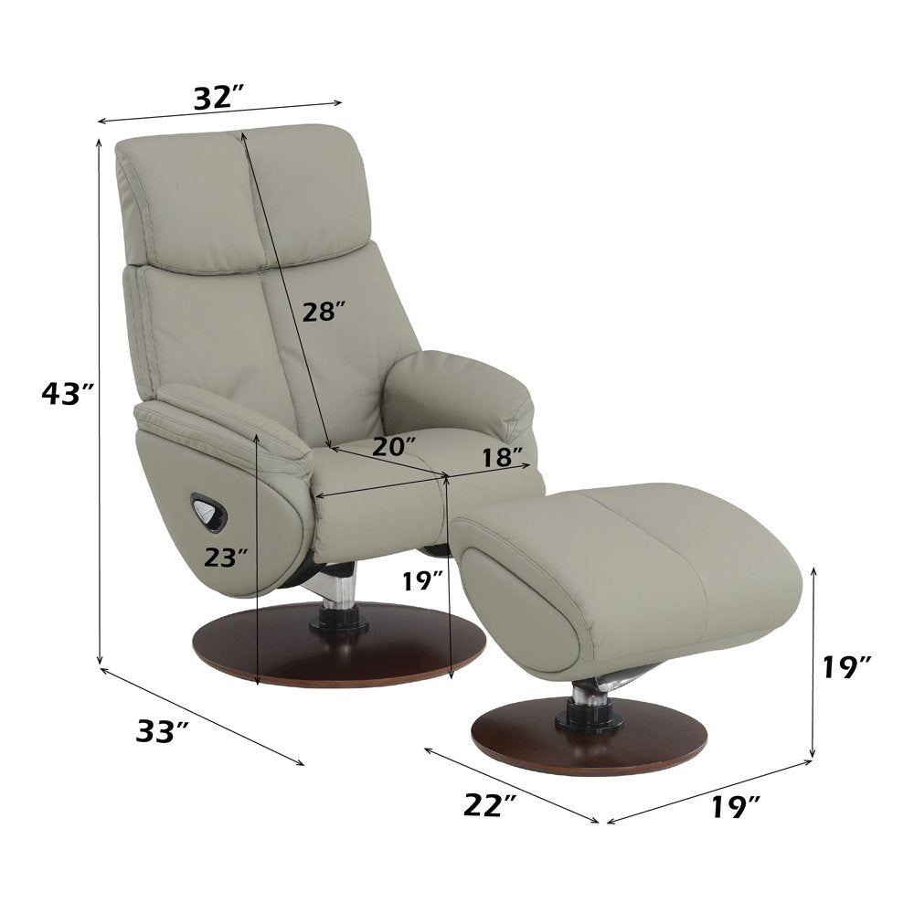Kandoro Accent Chair w/Swivel & Ottoman Gray Top Grain Leather Leather & Brown B