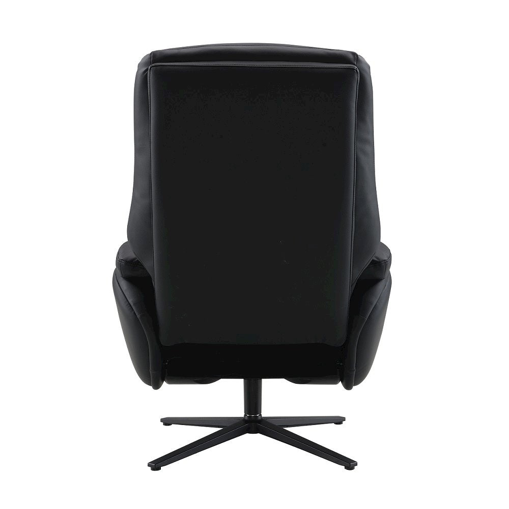 Labonita Accent Chair w/Swivel & Ottoman Black Top Grain Leather & Black