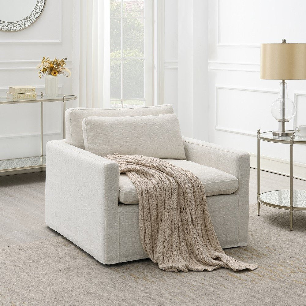 Naveen Swivel Chair w/Pillow Ivory Fabric