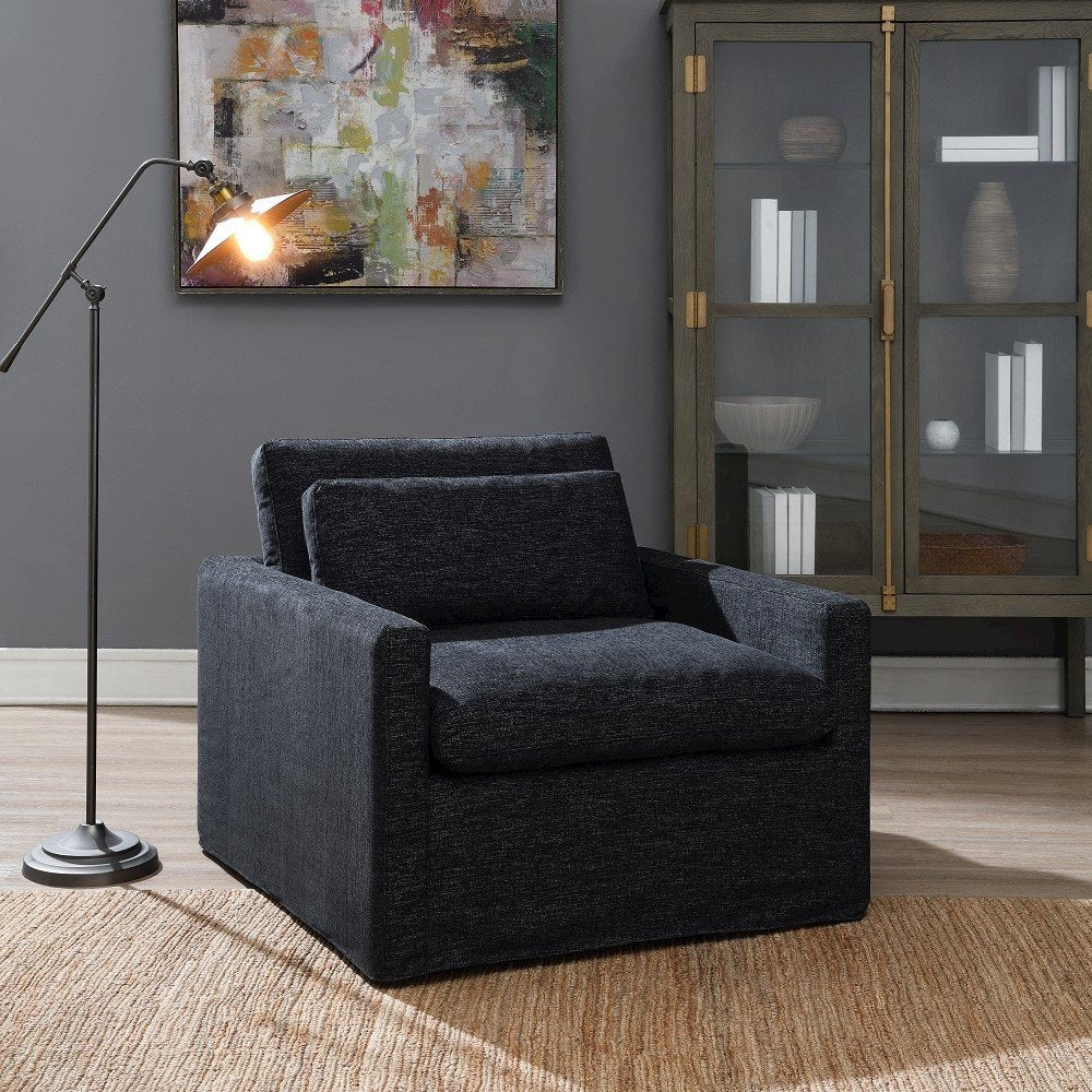 Naveen Swivel Chair w/Pillow Dark Gray Fabric