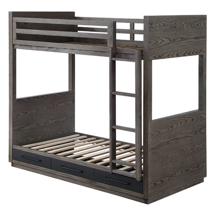 Estevon Bunk Bed (T/T) w/Storage Gray Oak