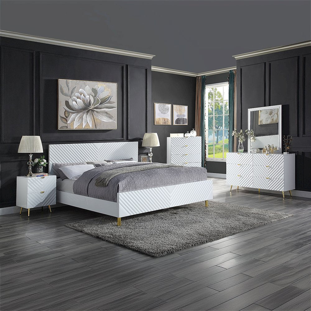 Gaines Eastern King Bed White High Gloss
