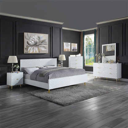 Gaines Eastern King Bed White High Gloss