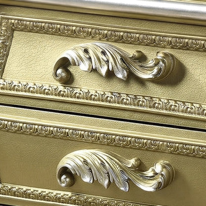 Transitional Resin Nightstand with Cabriole Legs, 3-Drawer Bedside, Gold