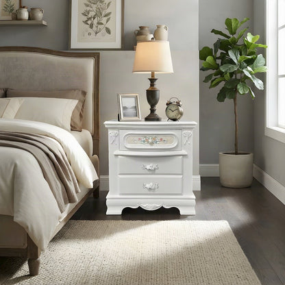 Wood Composite Nightstand with 2 Drawers, Bedside and Side Table, White