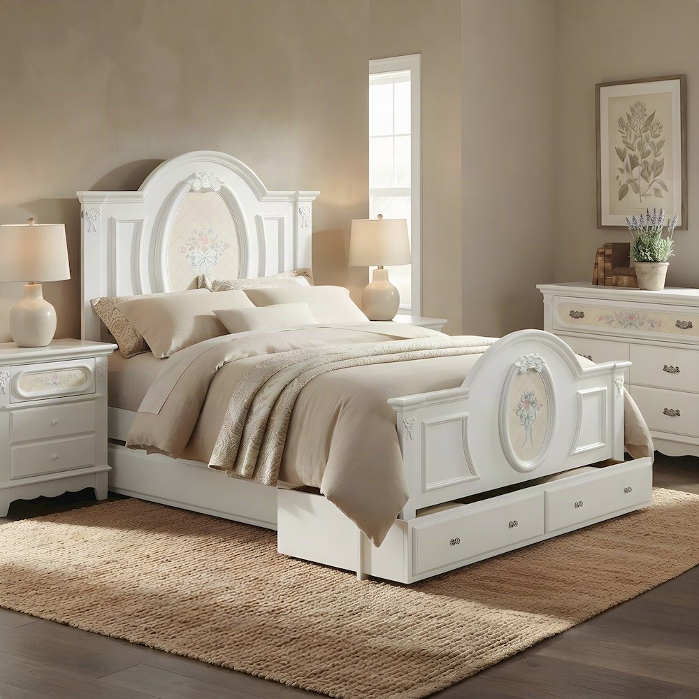 Full Size Wood Composite Platform Bed Frame, Transitional Bedframe, White