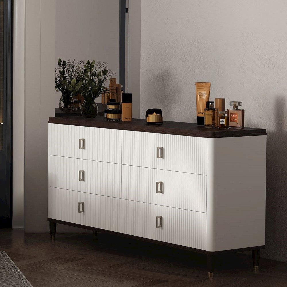 Carena Dresser w/Jewelry Tray White & Walnut