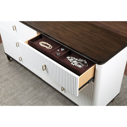 Carena Dresser w/Jewelry Tray White & Walnut