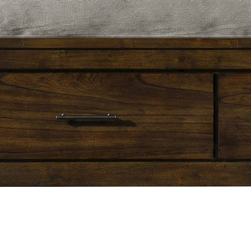 Queen Wood Platform Bed Frame with Headboard and Storage Drawers, Oak