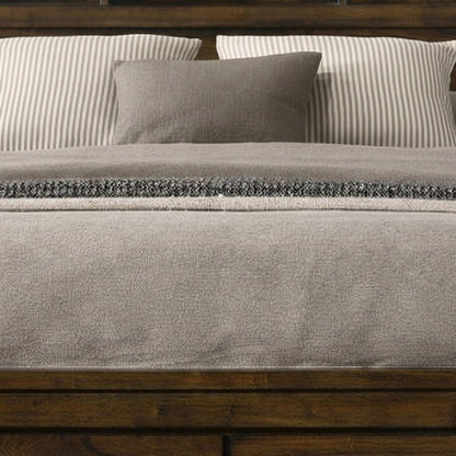 Queen Wood Platform Bed Frame with Headboard and Storage Drawers, Oak