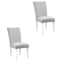 Velvet Dining Side Chair, Gray Velvet, Faux Crystal Diamonds &White High Gloss, Set of 2