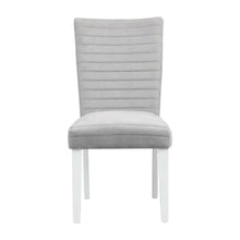 Velvet Dining Side Chair, Gray Velvet, Faux Crystal Diamonds &White High Gloss, Set of 2