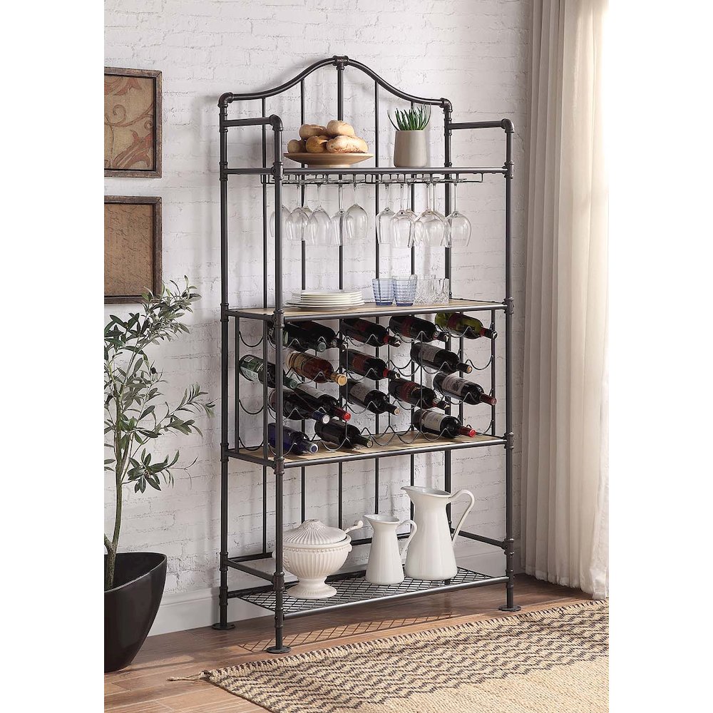 Edina Wine Rack Oak & Sandy Black