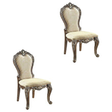 Upholstered Wood Dining Chairs with Transitional Style, Antique Oak, Set of 2