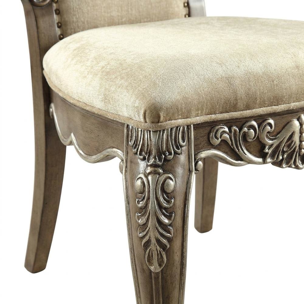 Upholstered Wood Dining Chairs with Transitional Style, Antique Oak, Set of 2