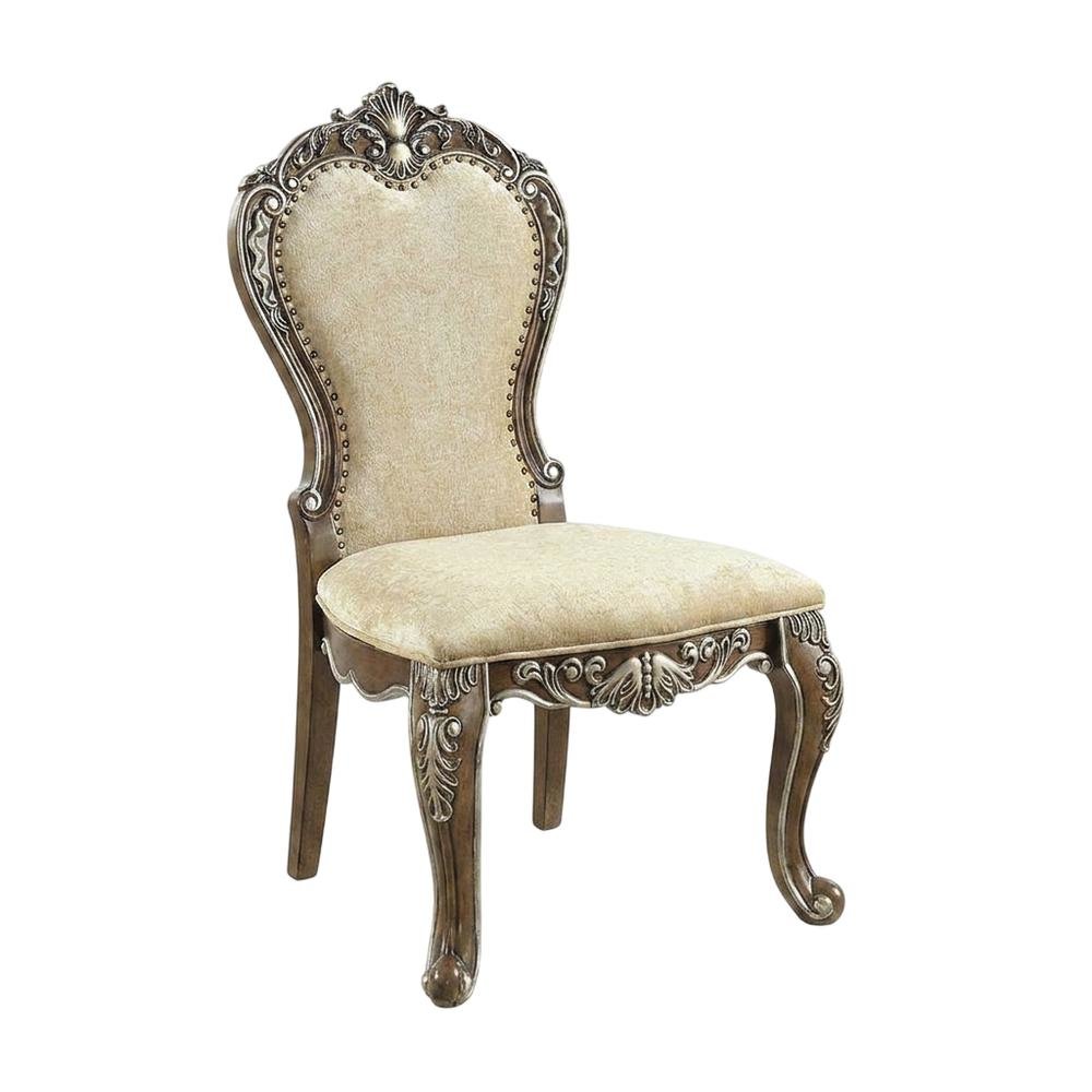 Upholstered Wood Dining Chairs with Transitional Style, Antique Oak, Set of 2