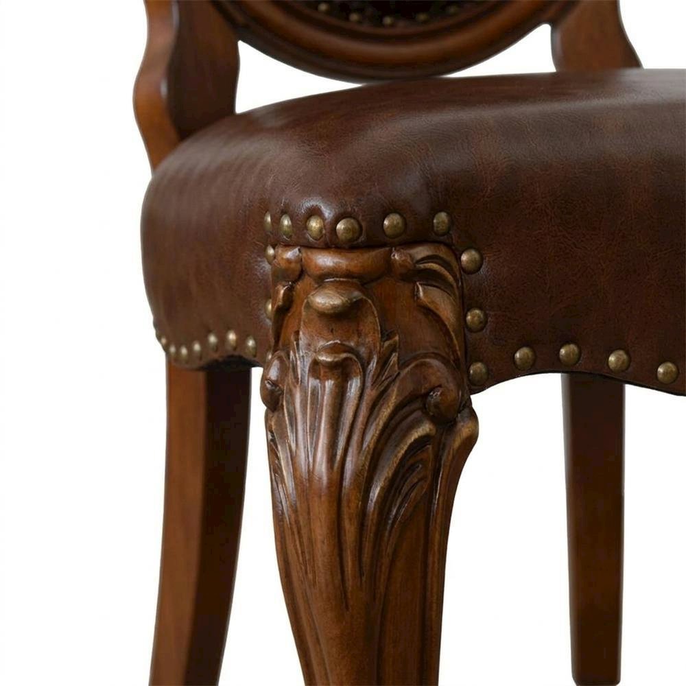Upholstered Wood Dining Side Chair with Transitional Style, Cherry, Set of 2