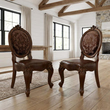Upholstered Wood Dining Side Chair with Transitional Style, Cherry, Set of 2