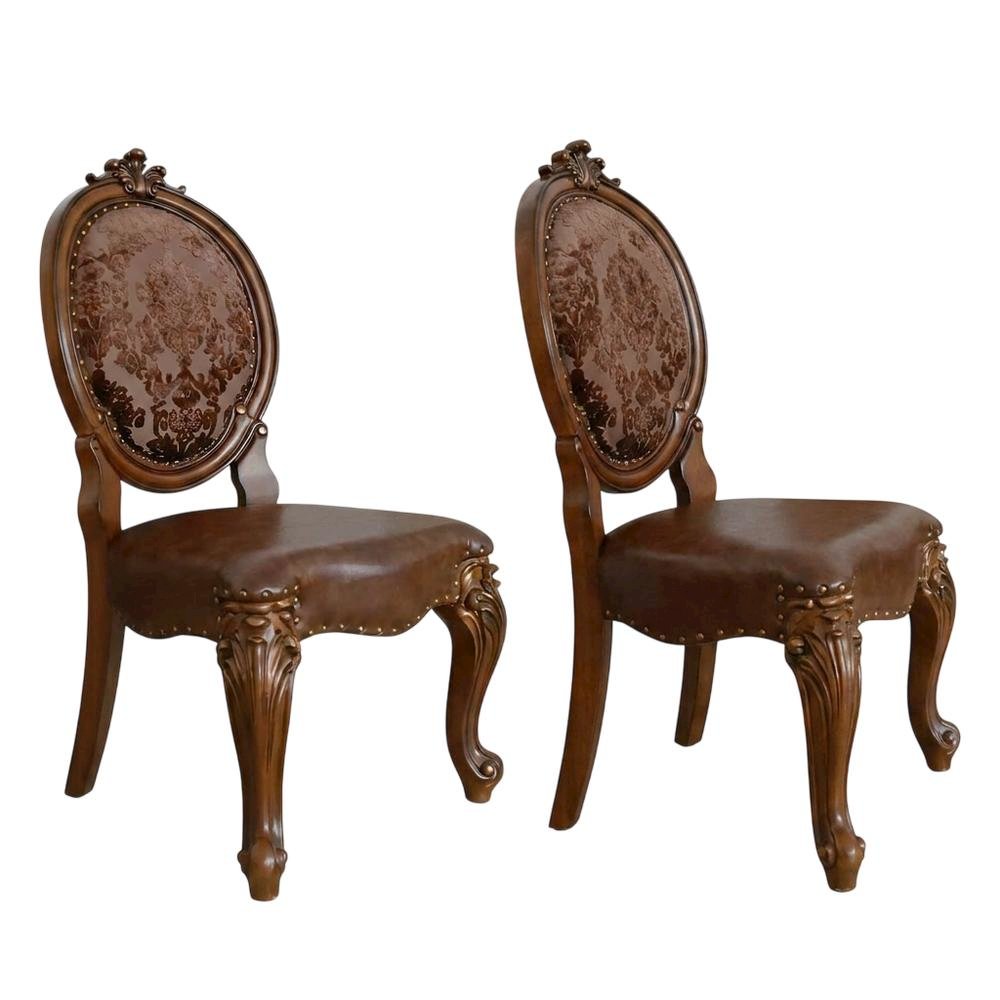 Upholstered Wood Dining Side Chair with Transitional Style, Cherry, Set of 2